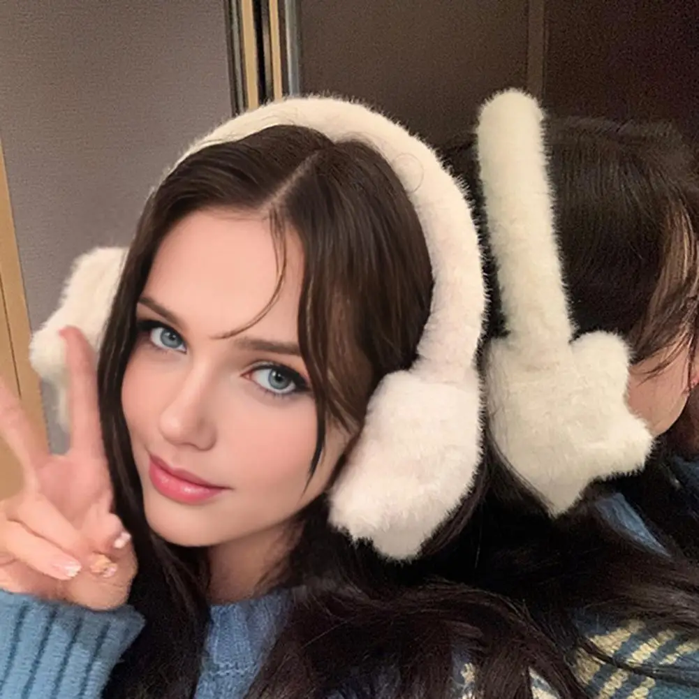 غطاء للأذنين لطيف بتصميم نجمة أنيقة غطاء للأذنين شتوي للنساء مقاوم للرياح ومقاوم للبرد لتدفئة الأذن في الهواء الطلق لركوب الخيل مقابل إضافي