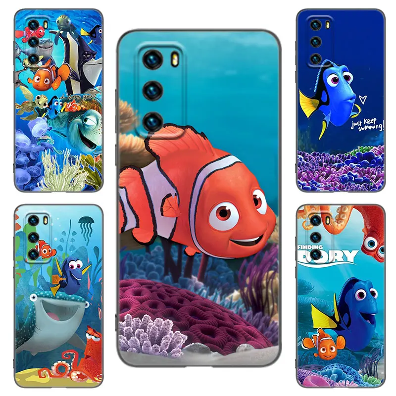 Disney Finding Nemo Dory Black Phone Case For Huawei P8 P9 P20 P30 P40 Mate 8 9 10 Lite 20 30 P50 Pro Plus 20X P Smart 2020