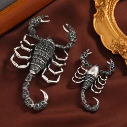 Morkopela Fashion Jewelry Wholesale Gray Rhinestone Scorpions Brooch Pin for Men Vivid Scorpion Collar Brooches Dress Decoration