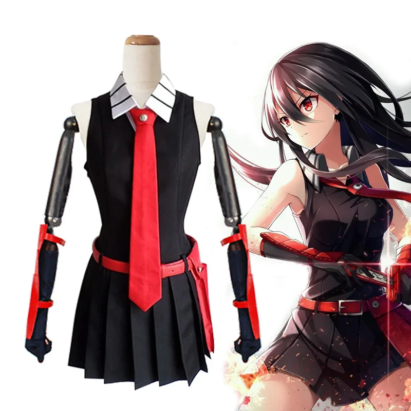 High Quality Anime Akame ga KILL! Akame Men Women Cool Suit Uniform Cosplay Halloween Costume Dress+Shirt+Tie Accessories Sets