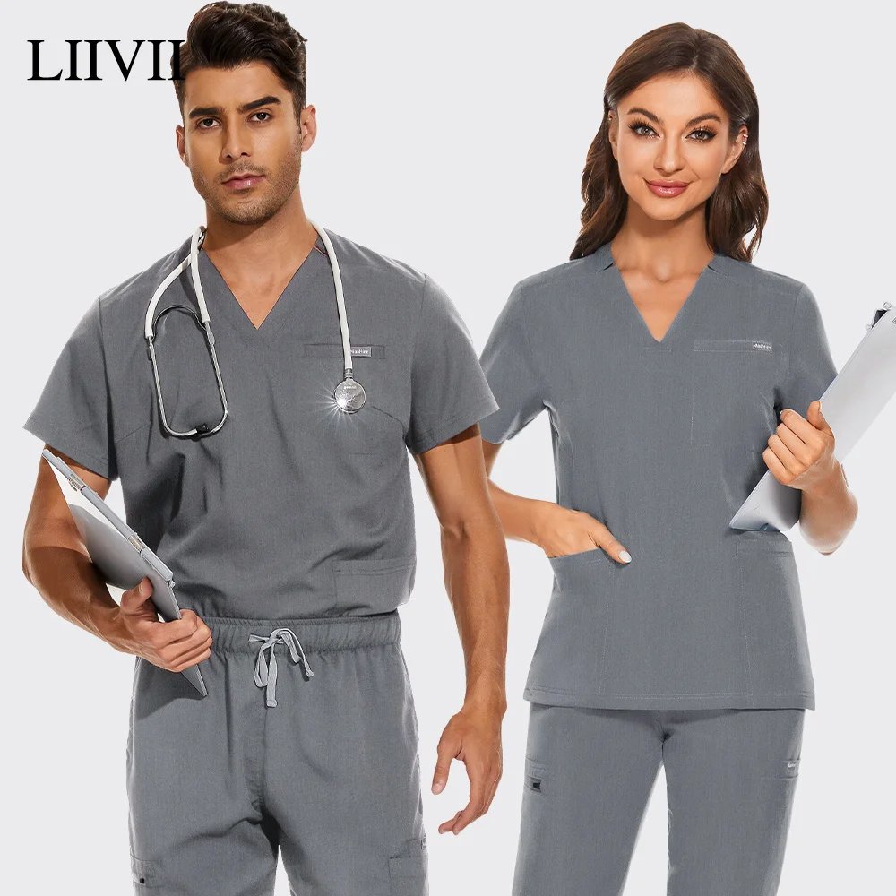 

Medical Accessories Nurse Nursing Scrubs Shirts Women Blouse Short Sleeved Tops Lab Working Uniform Pet Veterinary Work Clothes