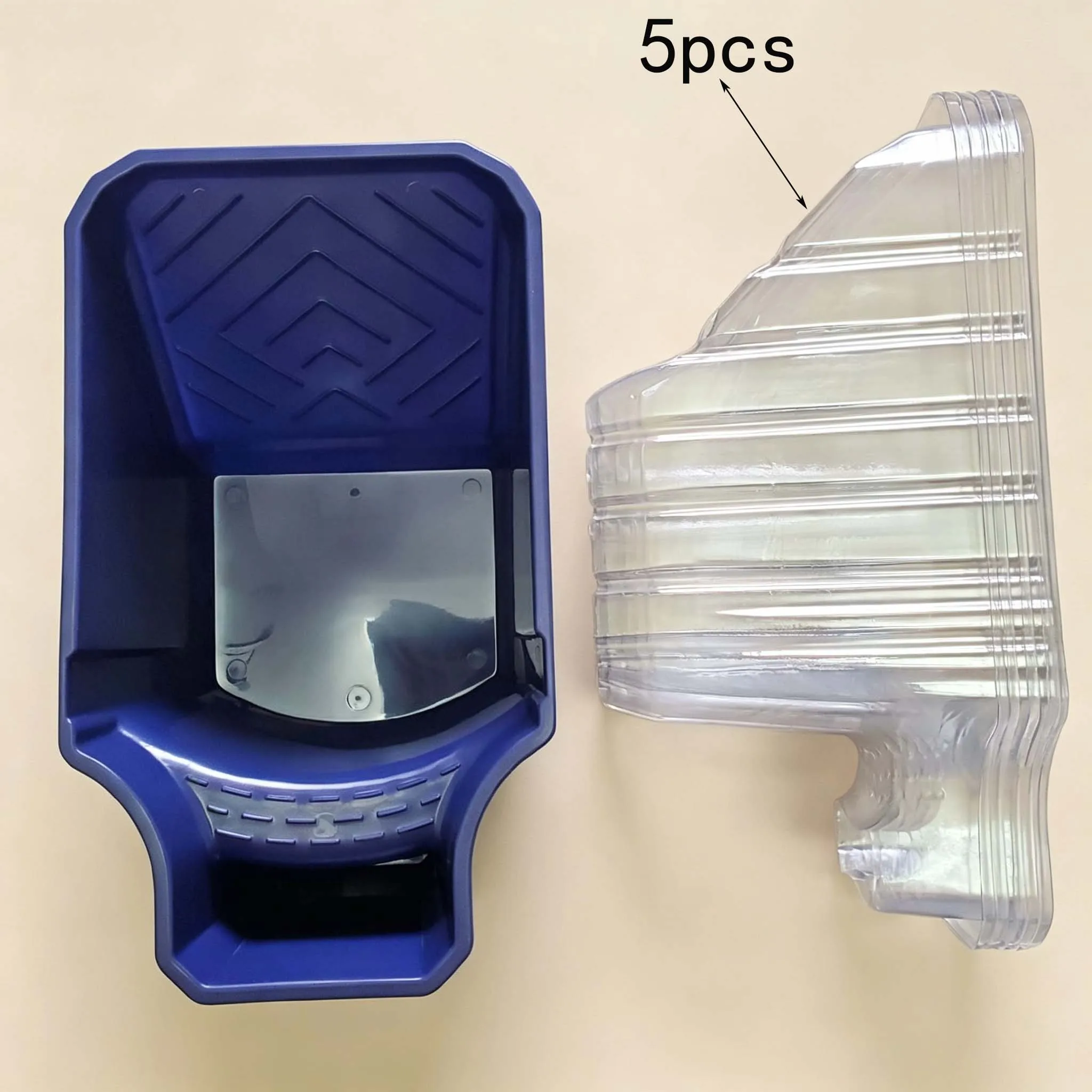 4‑Inch Hand‑Held Paint Cup with 5 Transparent Replacement Cups, Integrated Plastic Tray, Portable, Durable & No‑Clean Design