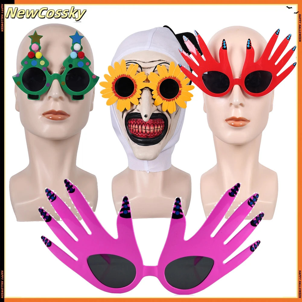 

Арт-клоун, очки для косплея, фильм ужасов, очки в форме руки, маска, реквизит для вечеринки на Хэллоуин, очки, аксессуары для головных уборов