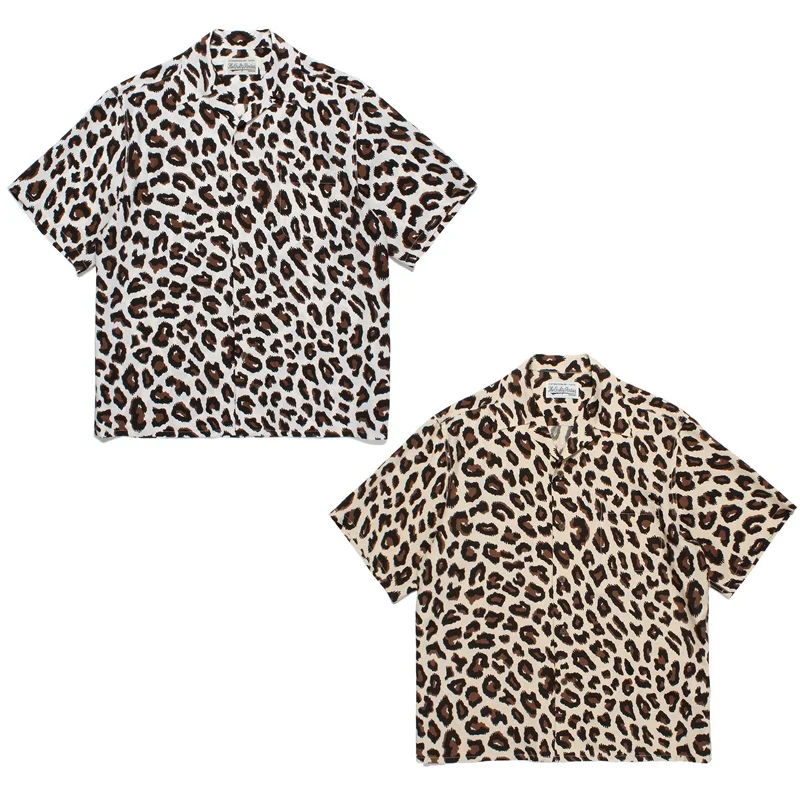 Fashion Leopard WACKO MARIA Shirt Summer camicia Vintage di alta qualità camicia Casual Hawaii da uomo da donna High Street