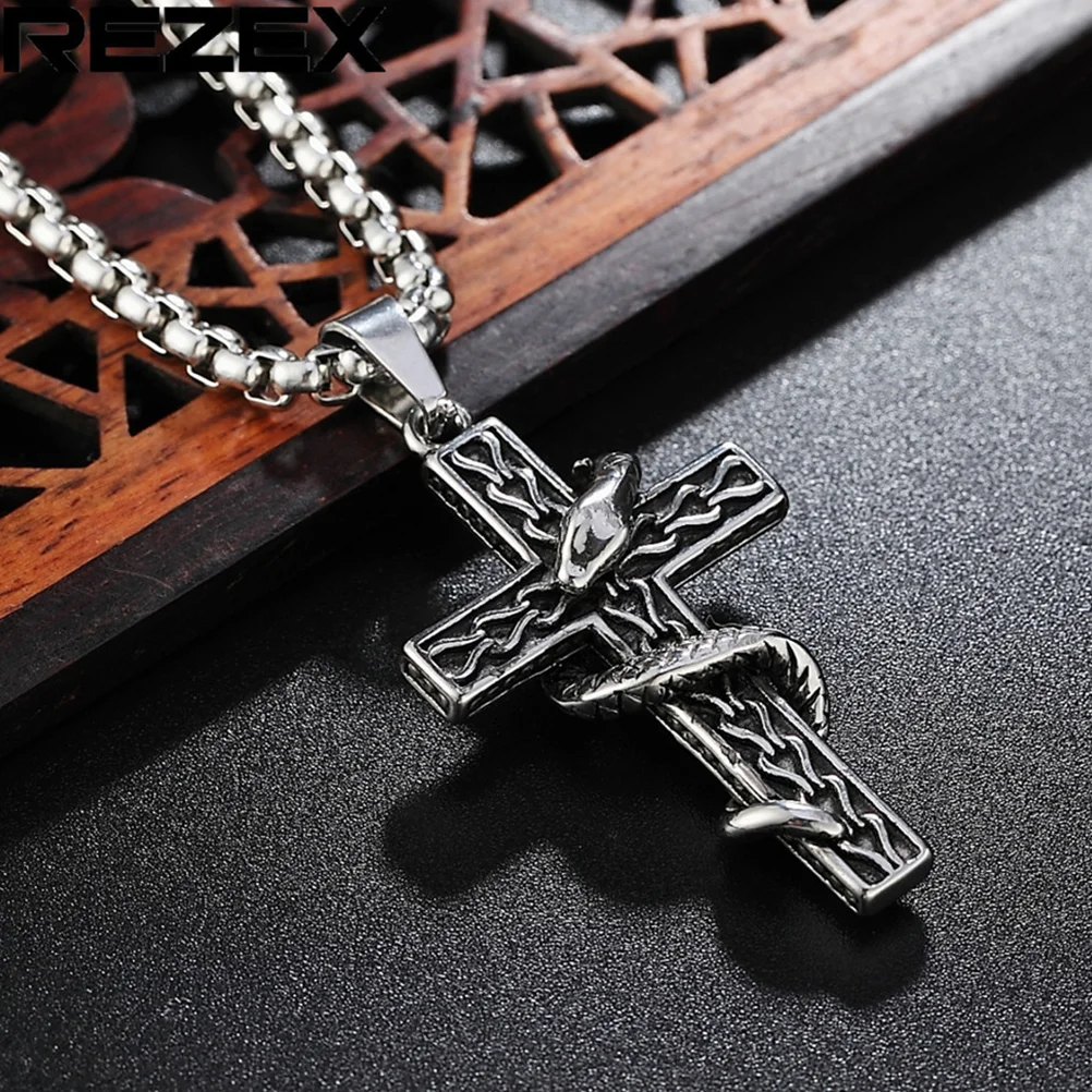 

Titanium Steel Necklace Chic Punk Sweater Chain Gift Party Fashion Men Jewelry Cross Pendant Necklace Stylish Attractive Choker