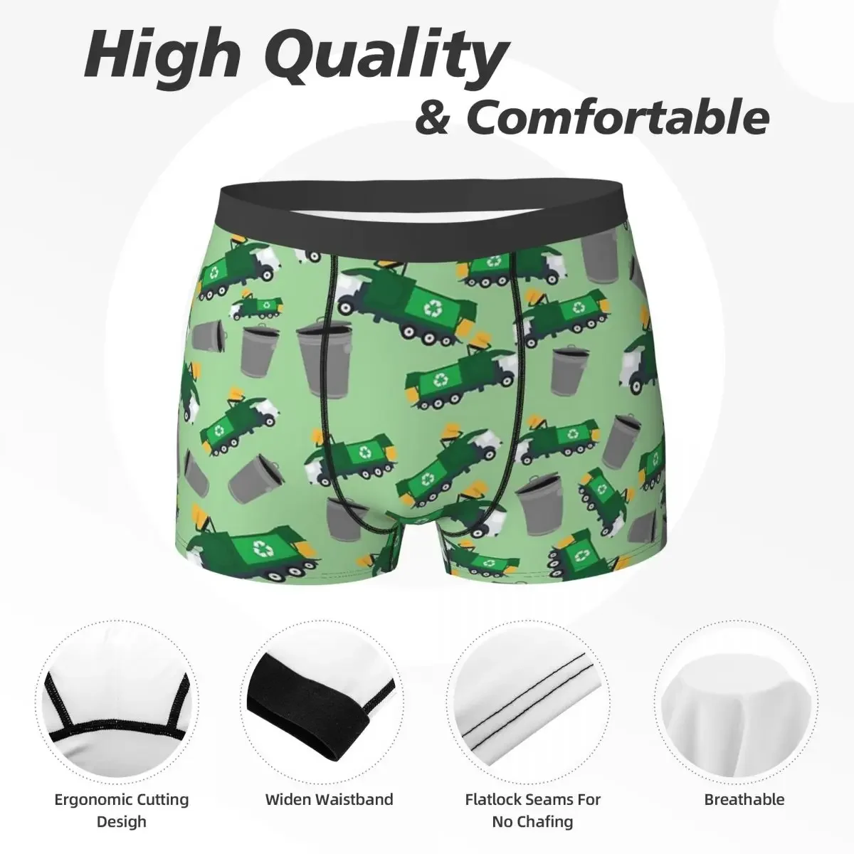 Boxer Onderbroek Shorts Recycling Vuilniswagen Patroon Slipje Mannen Zacht Ondergoed Voor Homme Man Boyfriend Geschenken