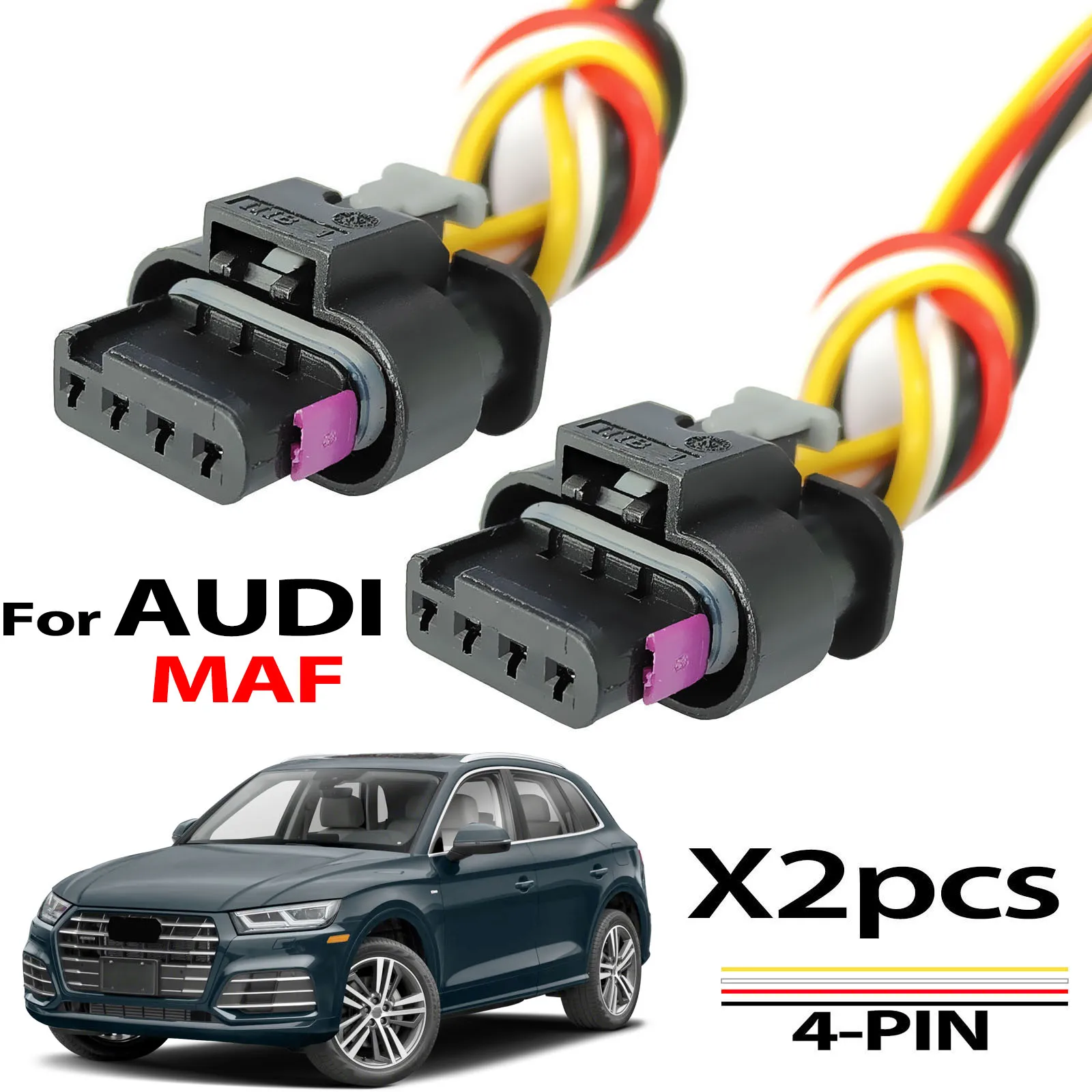 2X 2.0 TDI Mass Air Flow Meter MAF Sensor 4Pin Connector Plug For Audi A3 A4 S4 A5 S5 A6 S6 Q2 Q3 Q5 TT Diesel 2.0 TDI 4F0973704