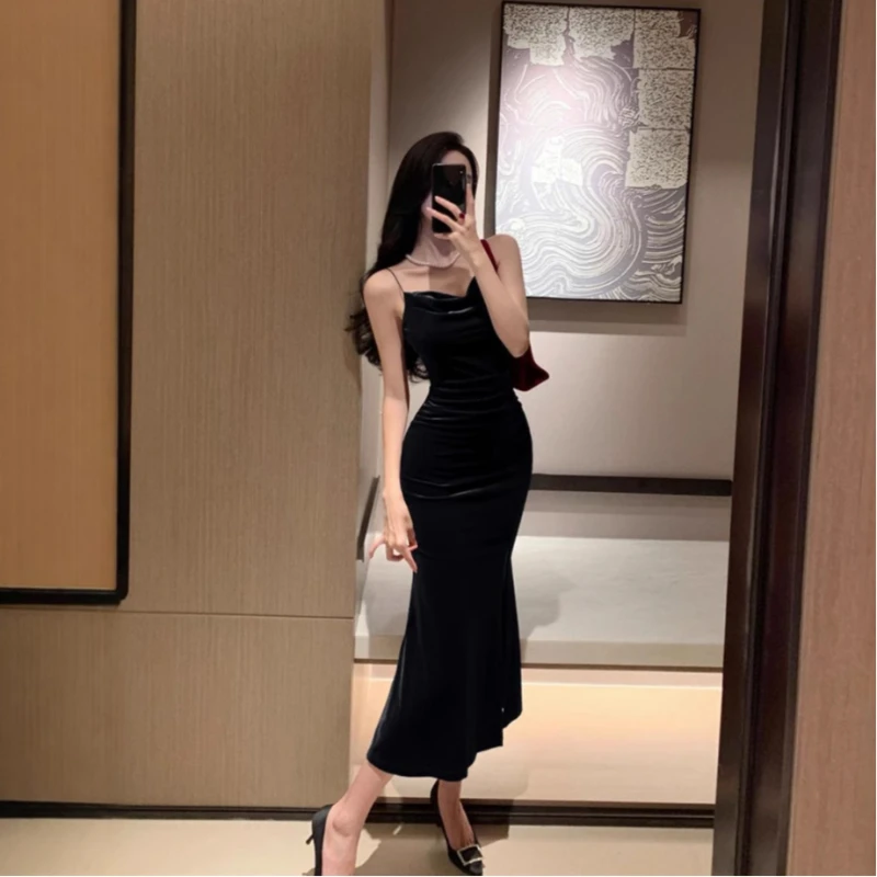 خمر مثير نادي حفلة موسيقية فساتين حمراء للنساء السباغيتي حزام شق المخملية فستان الشاطئ ضمادة Bodycon ميدي فستان حفلة أنيقة #2