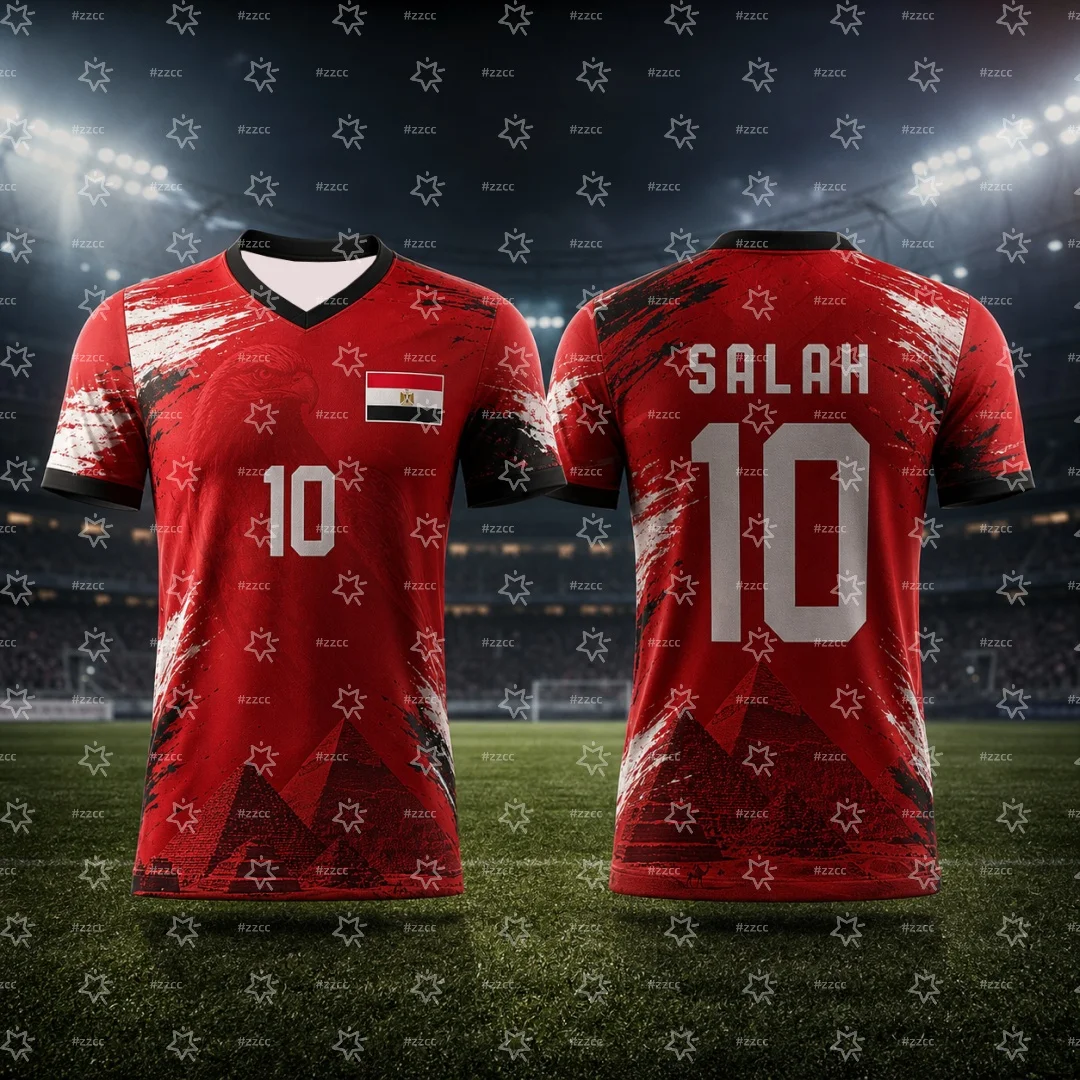 2026 Ägypten Salah Fan Gedenk-Fußballtrikot Familien-Fußballtrikot Sommer-Sport-Herren-T-Shirt Familien-Partnerlook – Detail 4