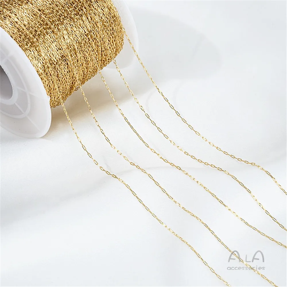 316 Titanium Stainless Steel Ultra Thin 14K Gold Plated Bulk Chain DIY Crystal Pearl Handmade Jewelry Findings