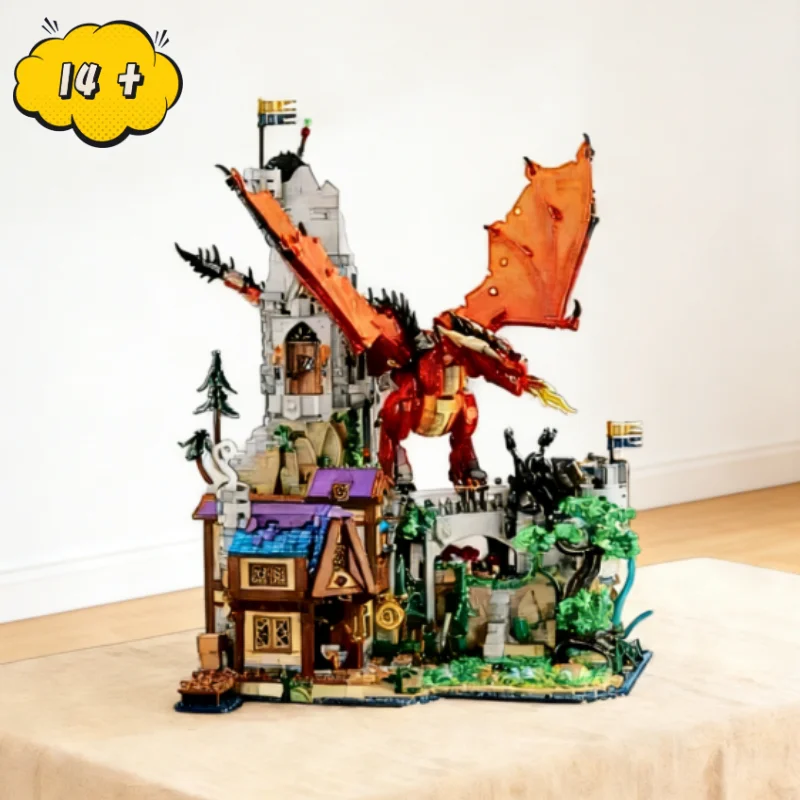 

New 3745pcs Arrival Dragons Medieval Castle Red Dragon Tale Building Blocks Epic Red Dragon Battle Dungeons Christmas Gifts