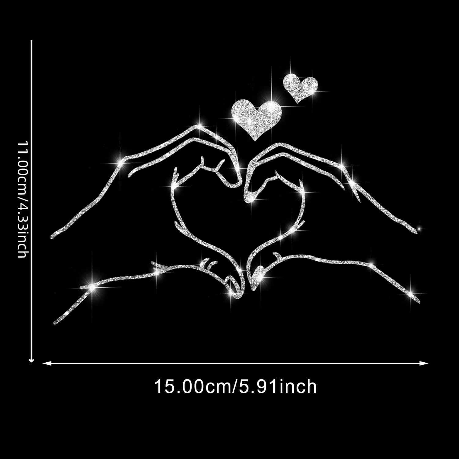 Rhinestone stickers love hand art stickers car window laptop decorations couple love gift cup stickers decoration