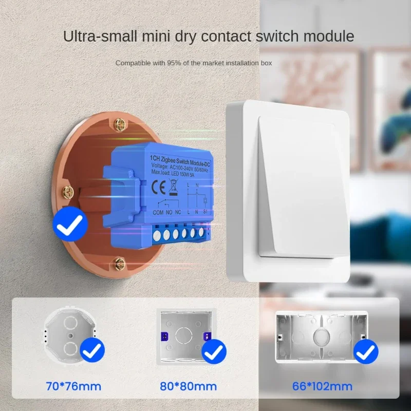 Tuya APP WIFI/ZigBee Zero Contact Dry Connect 12 24VDC Low Voltage NONC Intelligent Switch Breaker