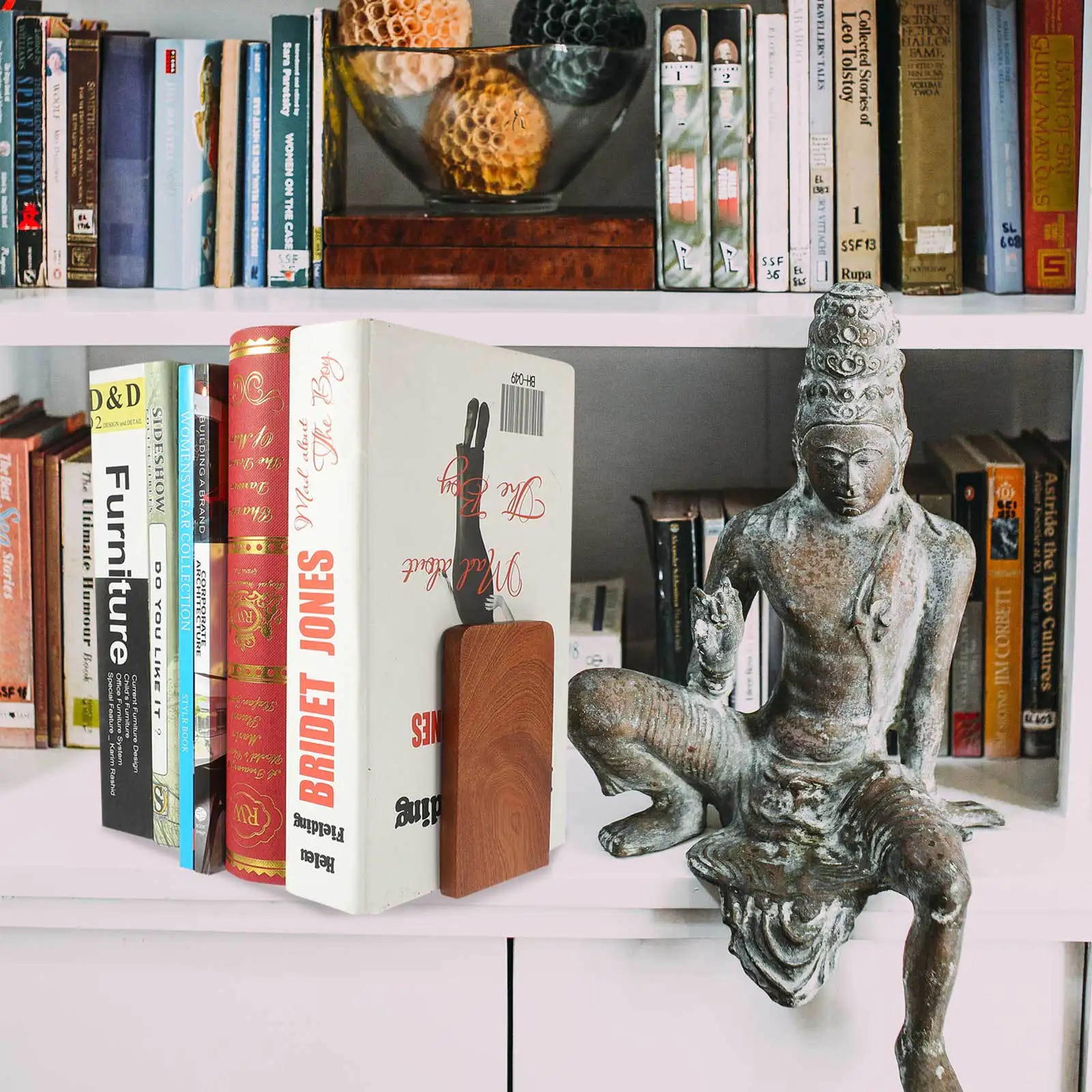 2Pcs 나무 알루미늄 북 스탠드 데스크탑 책 홀더 사무실 연구 북 엔드 다기능 주최자 장식 스탠드