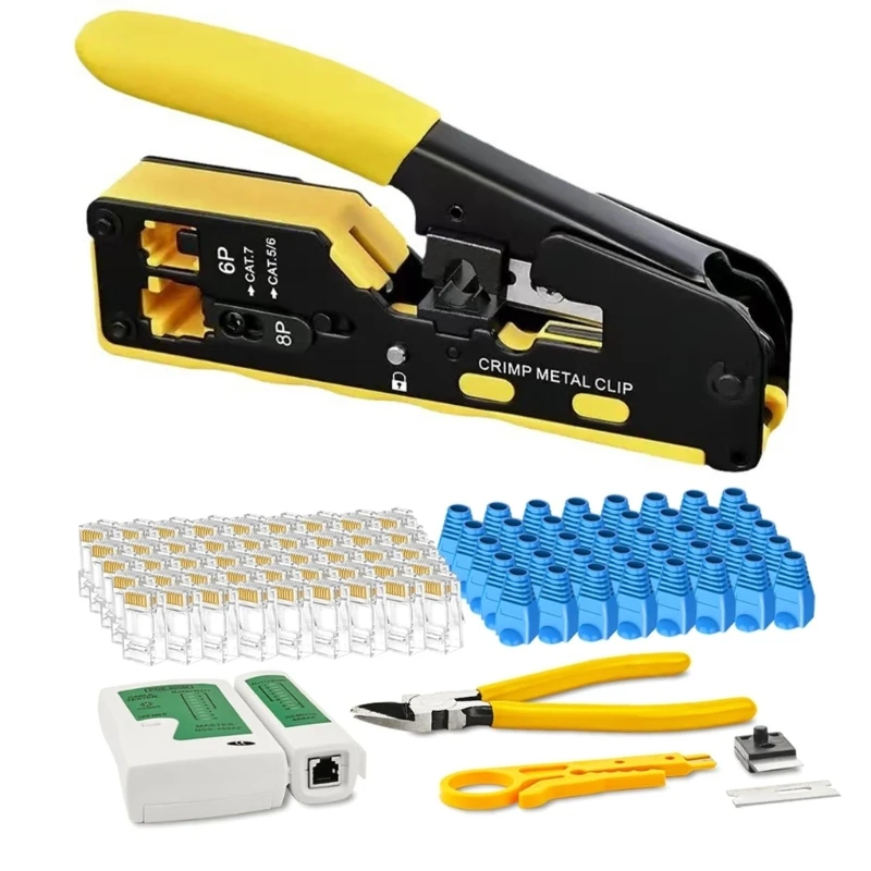 Zestaw narzędzi do zaciskania RJ45 do sieci ze stali węglowej testerem złączy 8pCAT5-RJ45