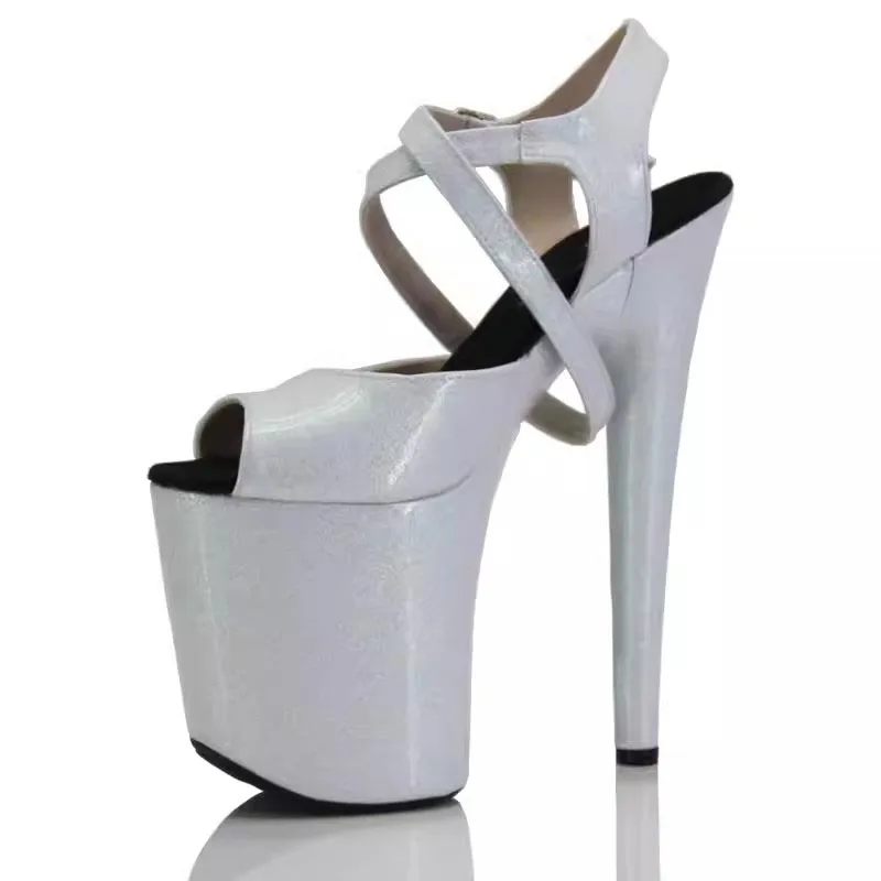 LAIJIANJINXIA New PU Sexy Exotic Pole Dancing Shoes Summer Women Sandals 20CM High Heels Buckle Strap Size 34-46 MA013