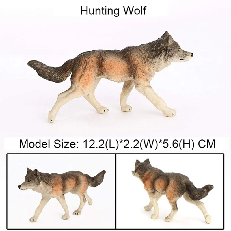 6 Pcs Realistic Plastic Wolf Figurines Action Model Mini Wild Animals Toy Learning Educational Decoration Toys