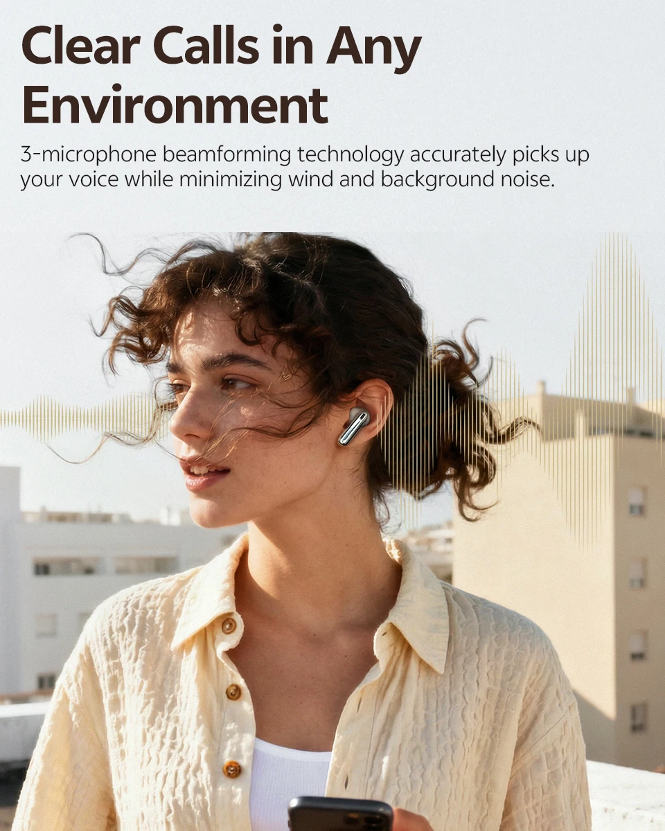 QCY AilyBuds E50 Kabelloses Ohrhörer BH25HT11A Echtzeit-Adaptive ANC Bluetooth 6.0 Ohrhörer LDAC Hi-Res 6 Mikrofone Multipoint-Verbindung – Detail 7