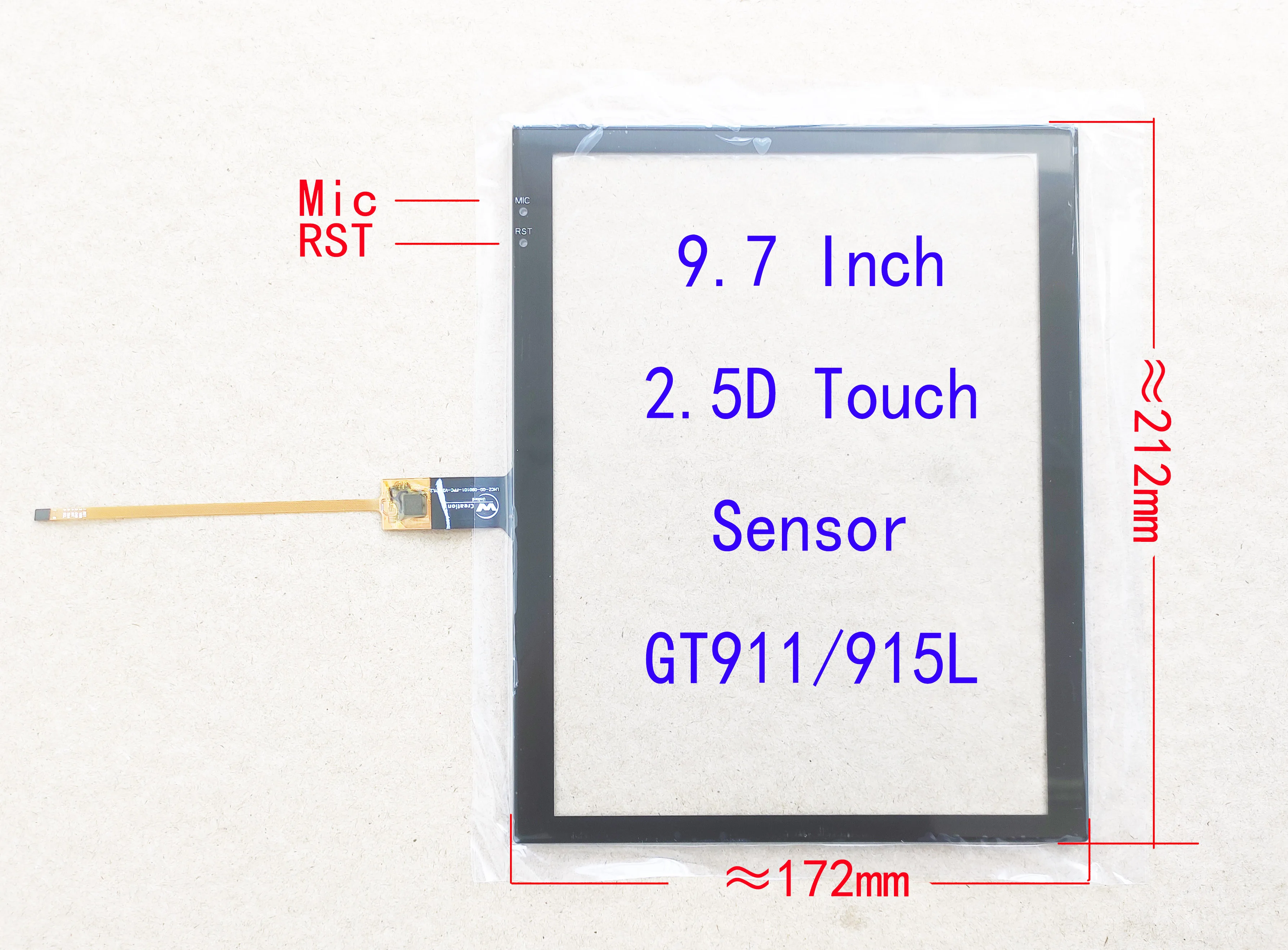 

9.7 Inch Touch Screen Tesla Sensor Digitizer Glass Panel For Radio 212*172mm GT911 6Pin