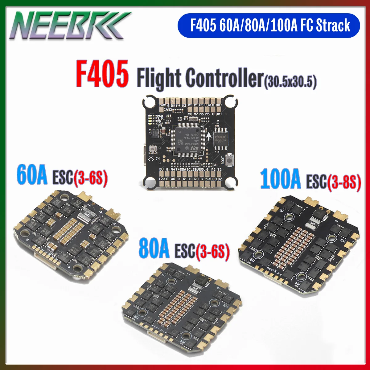 

Полетный контроллер F405 30.5X30.5 с ESC 4-в-1 60A 80A 100A (BLS), стек F4 FC на STM32F405 для FPV-дронов дальнего радиуса действия и гоночных квадрокоптеров