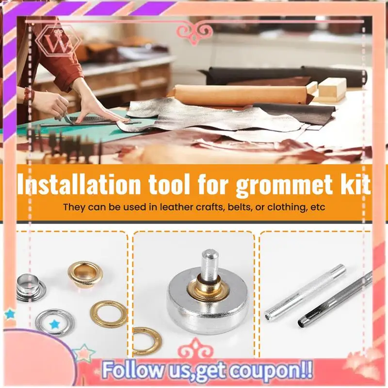 Upgraded 100 Sets 1/4 Inch Grommet Kit Grommets Eyelets With 3 Pieces Install Tool Kit, 2 Colors