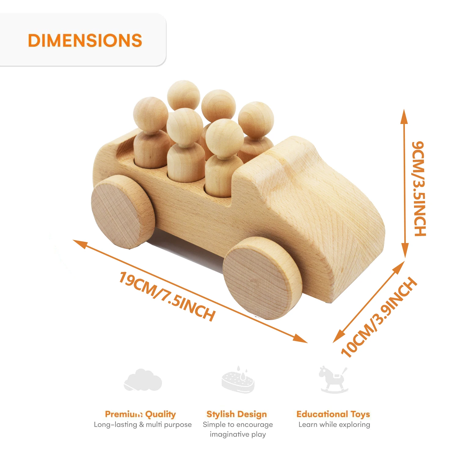 Baby Wooden Toys Beech Wood Car Blocks Solid Wood Peg Dolls Educational Montessori Toys Children Teething Newborn Birthday Gift