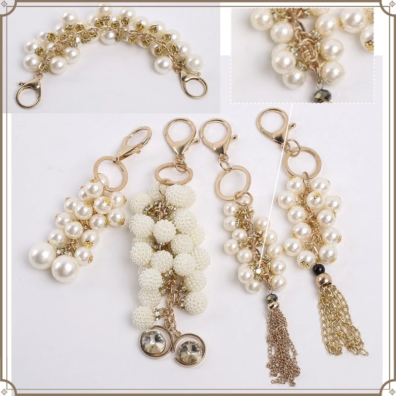 Ladies' Bag Pendants Sweet Tassel Handmade Bead Simple Cute Bag Accessories Multifunctional Phone Chain Keychains