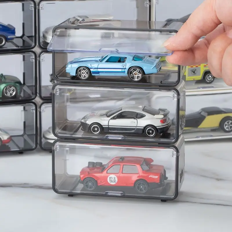 1: 64 Car Model Collection Dust Proof Display Box Universal Stackable Storage Box 5pcs Stackable
