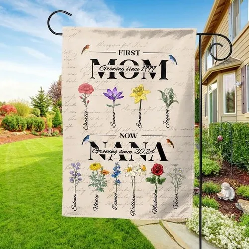 HOT! Personalized Mom to Grandma Garden Flag Custom Family Mother's Day Gift XXQ