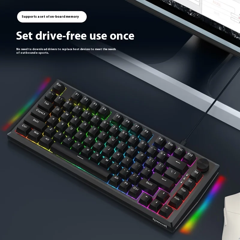 Redragon RS82-RT Klawiatura oś magnetyczna Przewodowa 82 klawisze Hot Swap PBT Regulowana uszczelka RGB RT Niestandardowe klawiatury do gier e-sportowych PC
