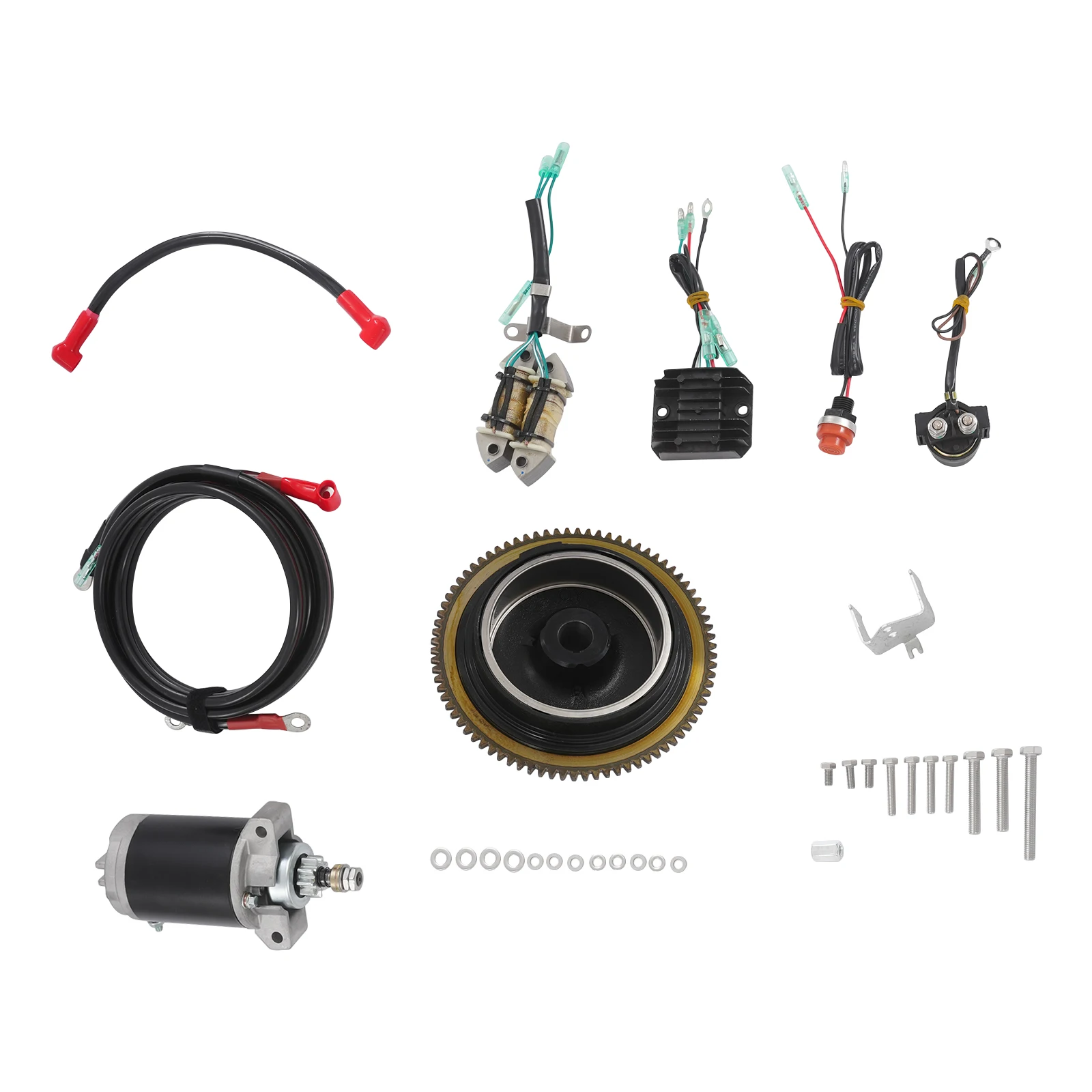 4-Stroke 14.8HP/15PS Outboard Electric Start Kit, Outboard Engine Starter Motor Starting Flywheel for Outboard Motors