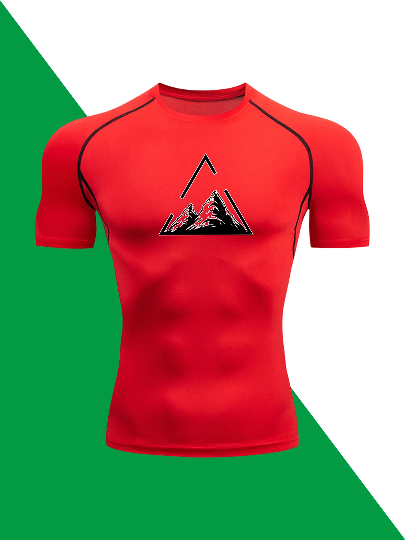 

Летние тенденции бега Тенденции одежды для фитнеса Многофункциональная рубашка с треугольным горным принтом Быстро дышащая удобная футболка