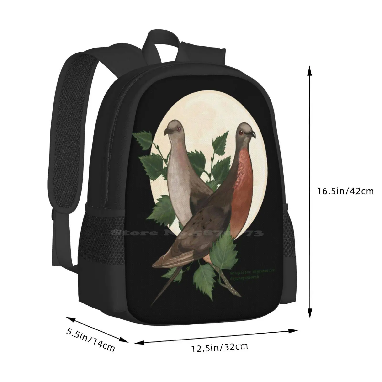 Passenger Pigeons 2022 Teen College Student Backpack Pattern Design Bags Extinct Animals Ornithology Birds Illustrative Vintage