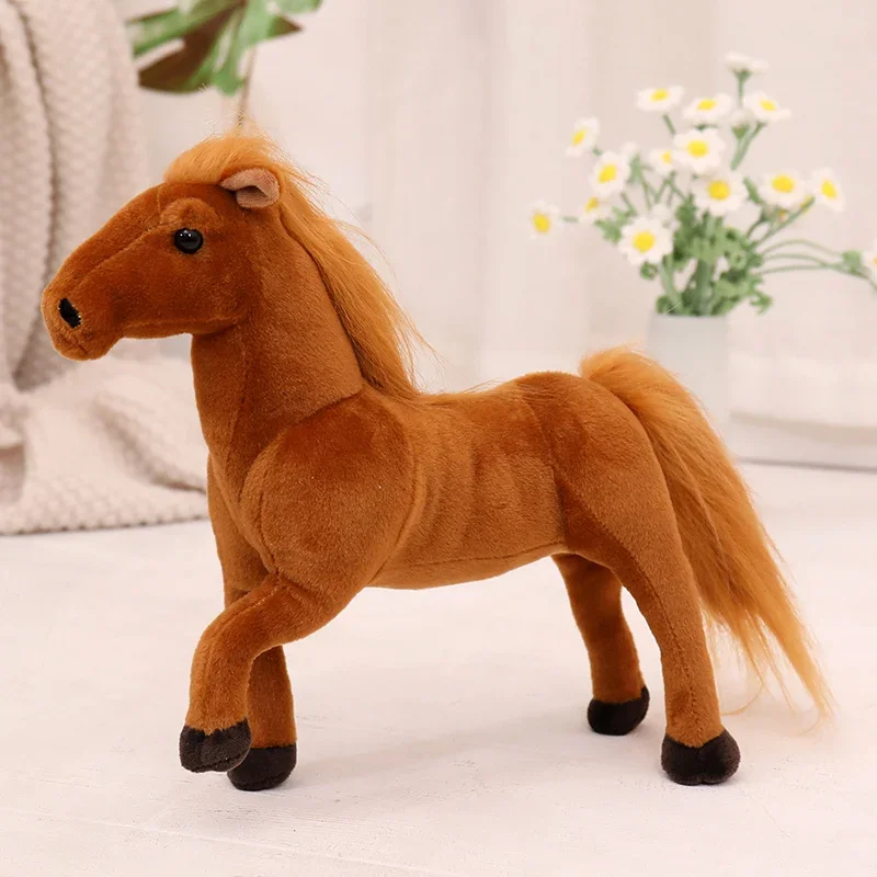 Cute Lifelike Horse Plush Toy Soft Stuffed Animals Steed Toys Doll Real-life 30cm White Horse Home Decor Kids Toy Birthday Gift