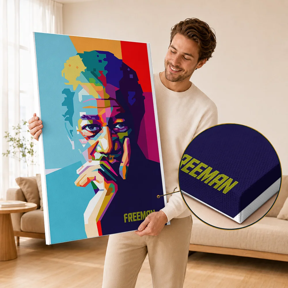 Morgan Freeman Canvas Print Posters Cinematic Icon Style Wall Art With Personalized Photo For Home Theater Ideal Collector Gift