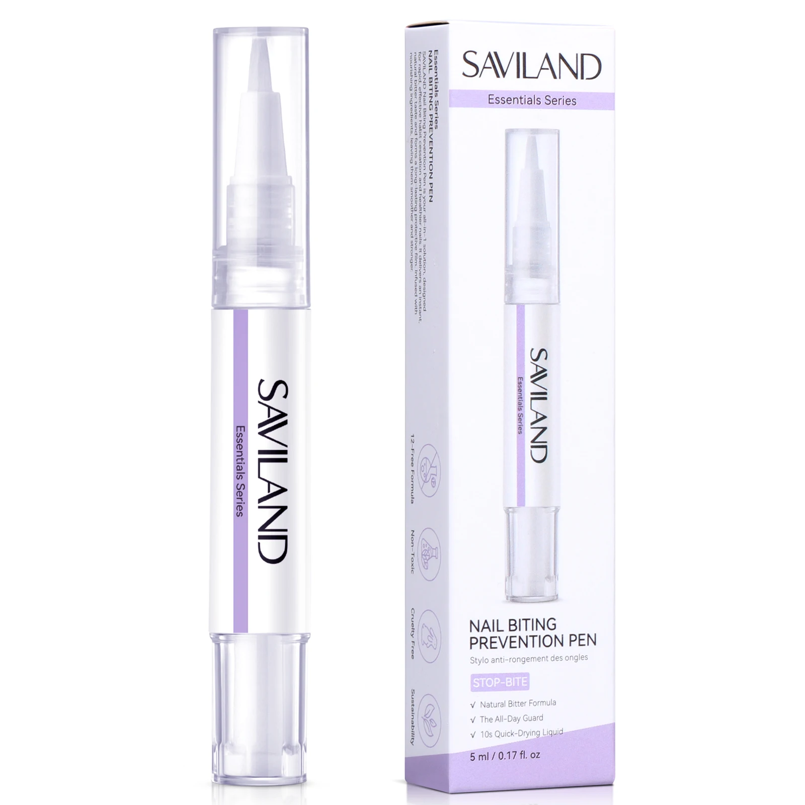 سافيلاند توقف علاج عض الأظافر للأطفال والكبار تركيبة مريرة محايدة التجفيف السريع طوال اليوم حامي الإبهام مص الردع