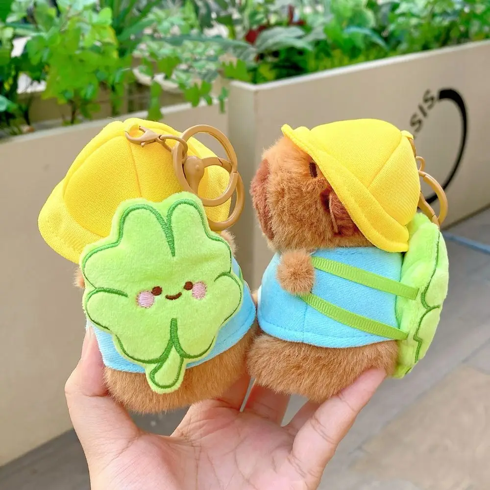 Porte-clés Capybara en peluche multicolore, animaux en peluche poilus, poupée animale moelleuse, cochon d'inde, dessin animé Capybara