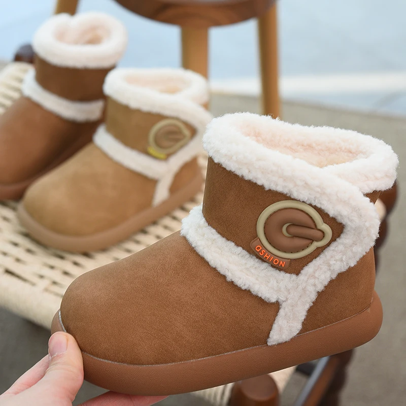 

Детские зимние сапоги, новинка 2024, зимняя нескользящая большая хлопковая обувь для девочек, плюшевые сапоги из плотного хлопка для мальчиков, теплая детская обувь