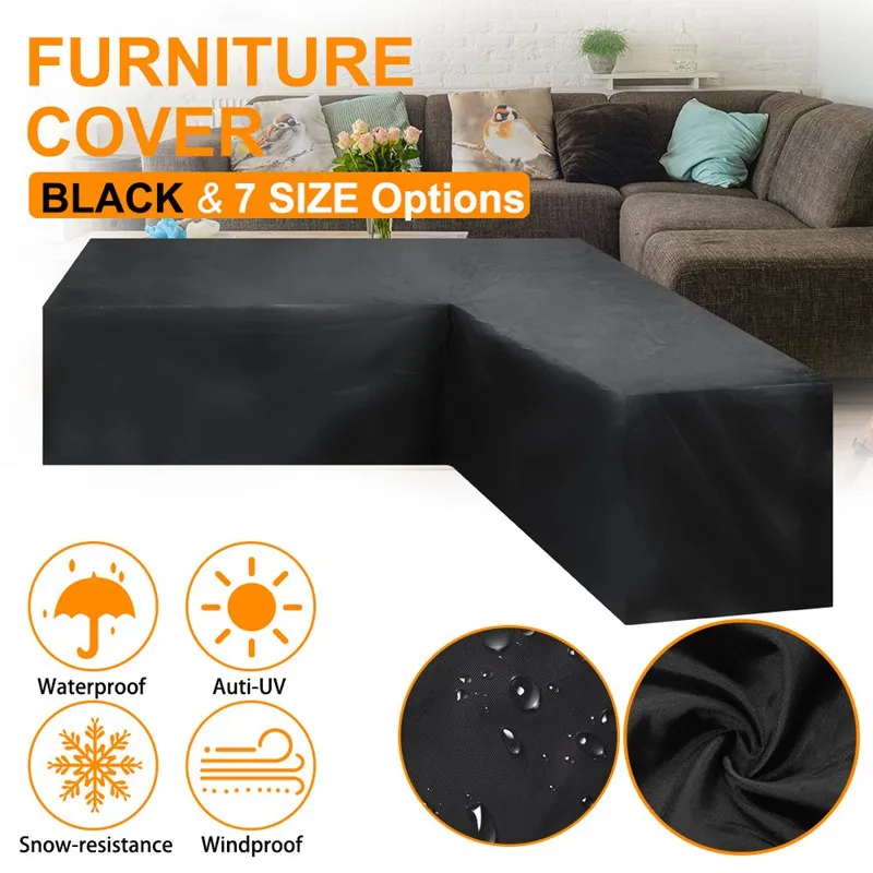 

Waterproof Furniture Covers Rainproof Anti-UV Outdoor L Shape Corner Sofa Cover Rattan Patio Garden All-Purpose Protective Cover