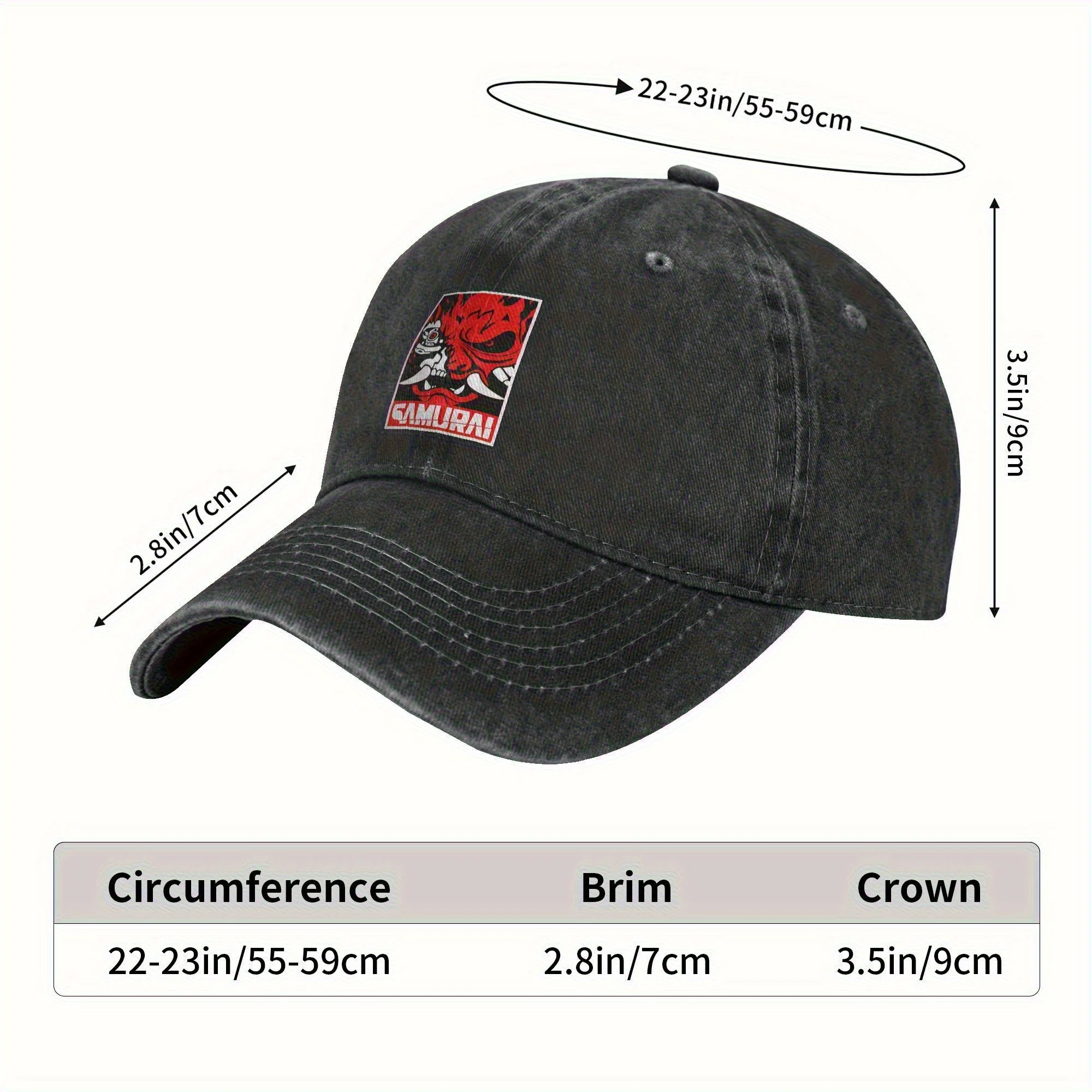 Cyberpunk-Samurai-Logo-Washed-Baseball-Cap-Unisex-Casual-Daily-Outdoor-Sun-Hat