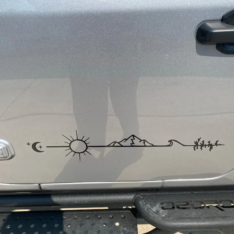 Wilderness Arrow Sun Mountain Wave Pines Car Stickers For Windows Exterior Accessories Outdoor Stickers Waterproof Vinyl Decal