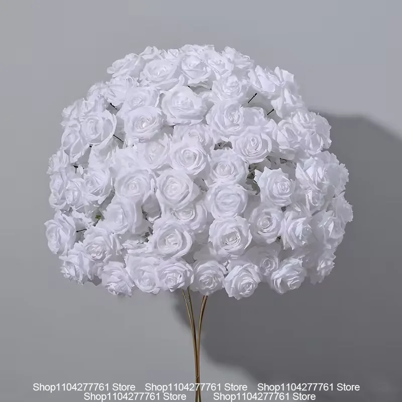 30/40/50/60/70 cm, weißes Tischdeko-Set, Blumenball mit Rosen und Hortensien, für Hochzeiten und Veranstaltungen, als Hintergrunddekoration, Blumenarrangement-Zubehör. – Detail 6