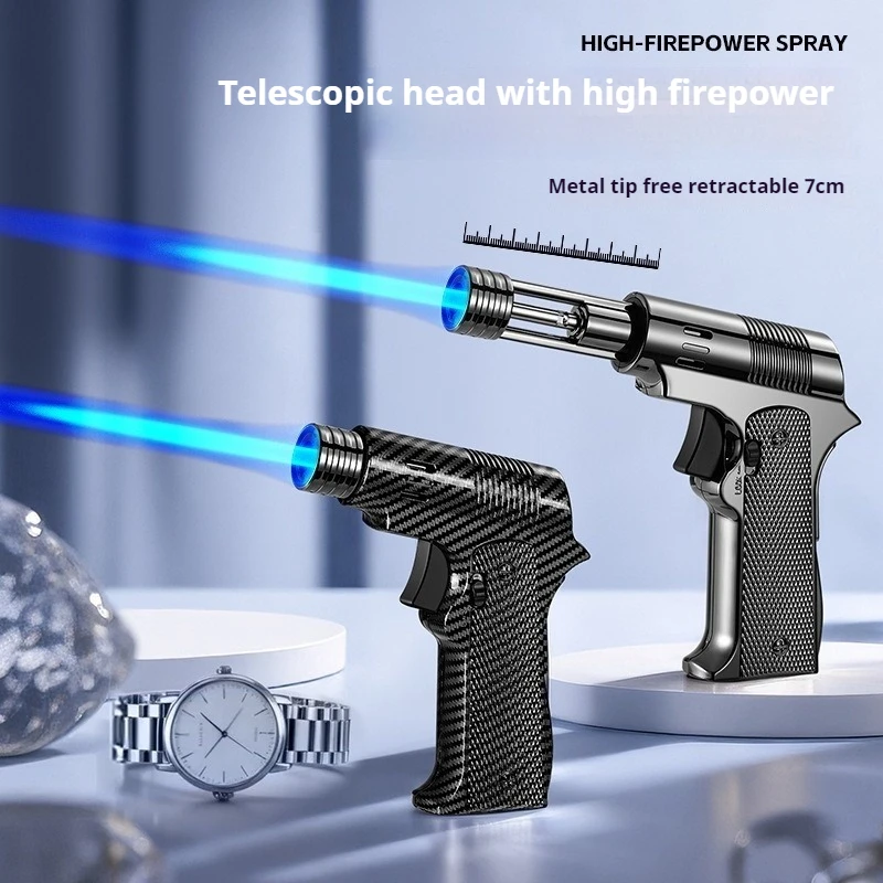 Scalable Nozzle High Temperature Welding Gun Windproof Blue Flame Butane Gas Torch Lighter Safety Lock Switch Kitchen Lighters