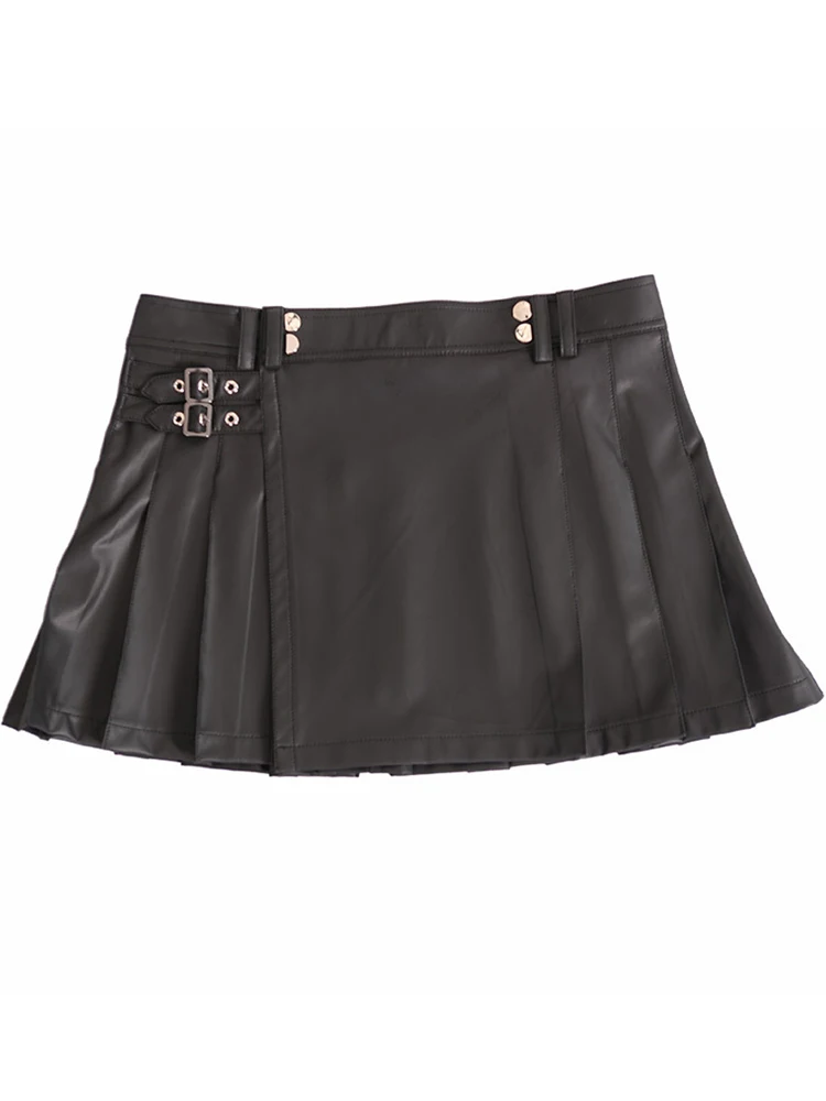 S-3XL Faux PU Leather Mens Pleated Skirt A-line Micro Mini Skirts High Waist Faldas Tights Cosplay Costume Sexy Jupe Saias Gonna