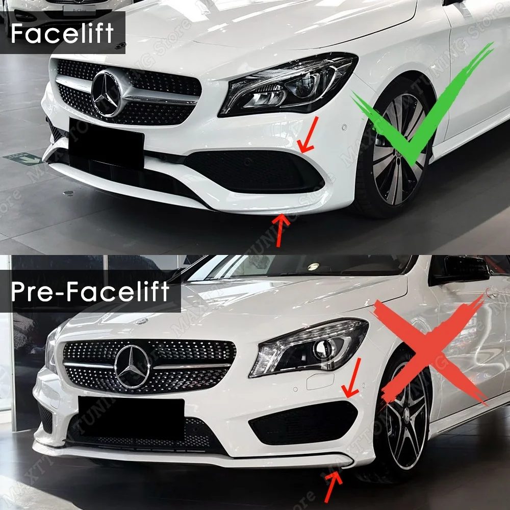 Für Mercedes Benz CLA C117 X117 CLA200 220 250 CLA45 AMG 2016-2019 Frontschürze Lip Splitter Nebel lampe Trim Grille Luft Klinge ABS – Detail 1