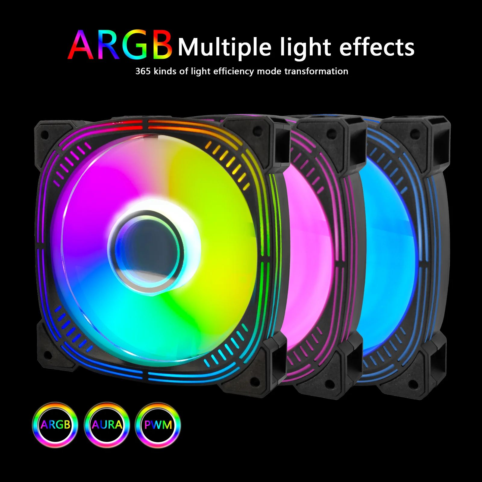 Manmu Pc Rgb Fan 120mm Case Fan With Infinite Lighting Pwm 5V3pin Computer Cooler Fan