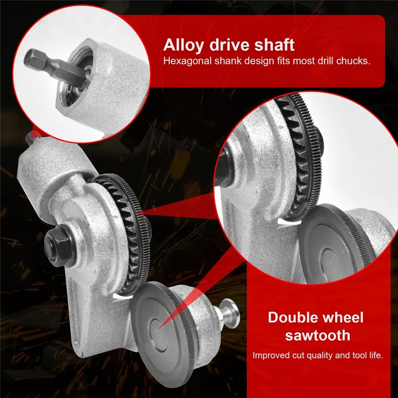 

B08B-2025 Electric Drill Plate Cutter Upgrade Metal Nibbler Attachment With Adapter For Cutting Iron,Steel Copper