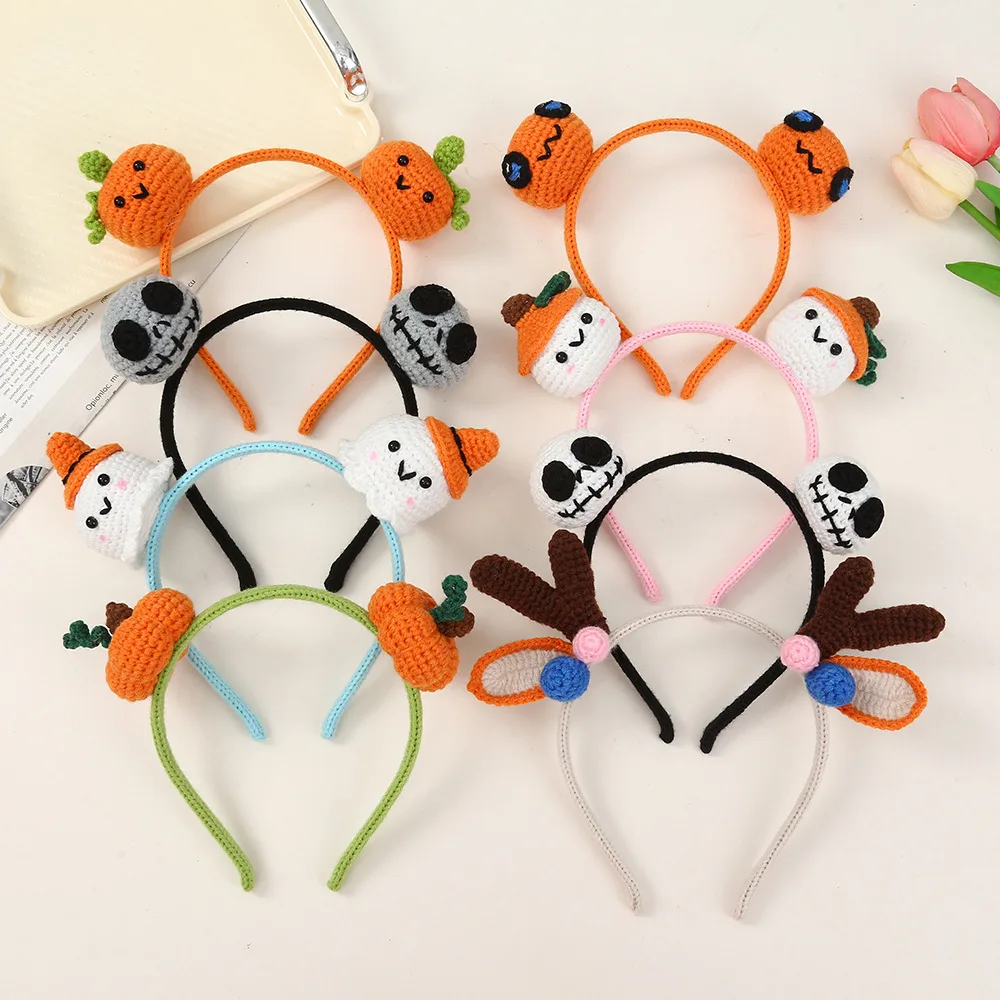 

New cute wool crocheted hairpin cartoon plush pressure hair accessories three-dimensional doll versatile thin headband