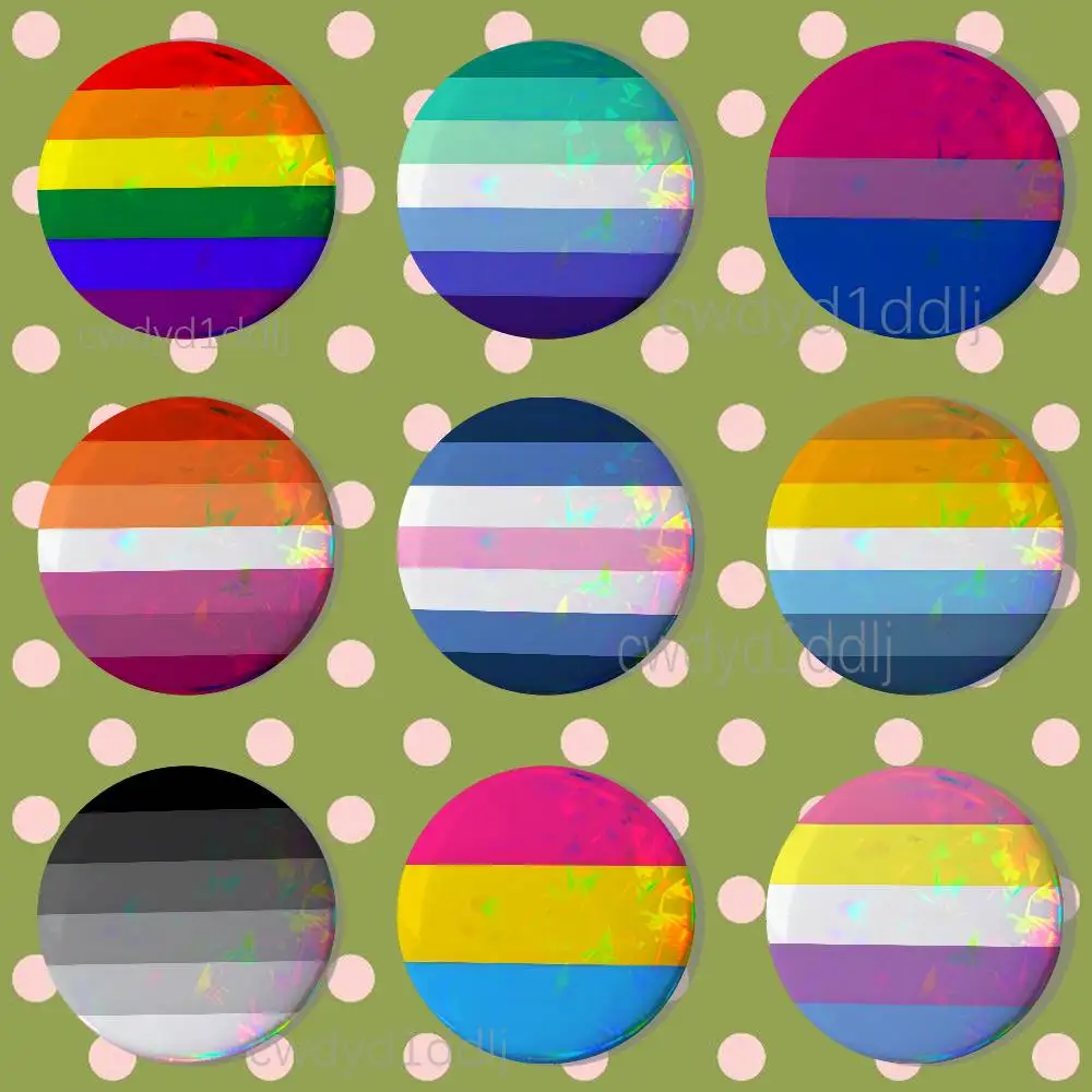 

Lgbtq Flags Lesbian Button Pins Cartoon Badge Round Brooch on Backpack Accessories Jewelry Gift for Friend