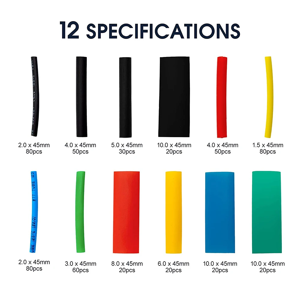 

530/560PCS termoretractil Shrinking Tubing Assorted Wire Cable Insulation Sleeving,Thermoresistant tube Heat Shrink wrapping Kit